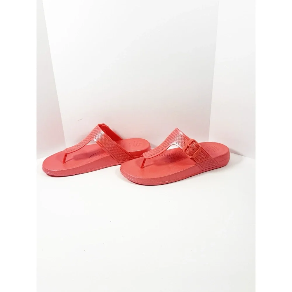 Fitflop Iqushion Buckle Thong Sandal Flip Flop Metallic Coral Beach Casual Sz 6 - Picture 10 of 12